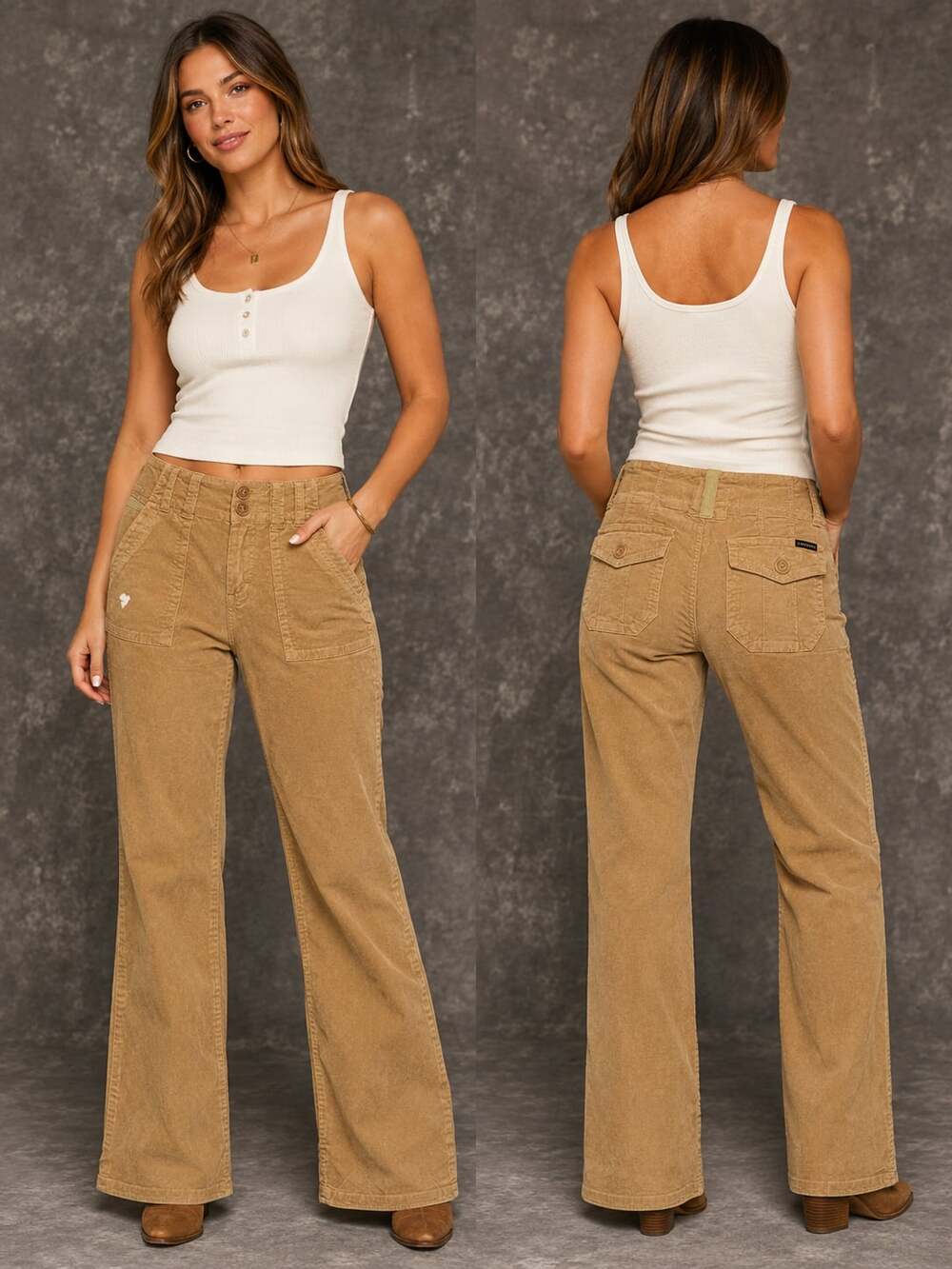 Sanctuary Corduroy Bootcut Pants in Tan